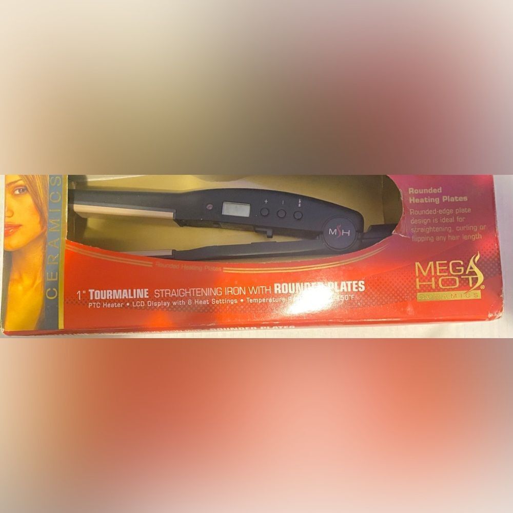 🔥1”Tourmaline Straightening iron with Rounded Plates PTC Heater 🎊LCD Display 🎉